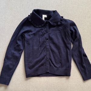 Janie and Jack ruffled collar navy  Button-Up Cardigan size 7